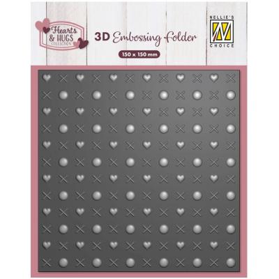 Nellie's Choice 3D Embossing Folder - Hugs & Kisses
